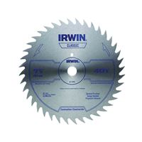 Irwin 11140 Circular Saw Blade, 7-1/4 in Dia, 5/8 in Arbor, 40-Teeth, Steel Cutting Edge, Applicable Materials: Wood 