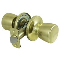 ProSource TS730BRA4B Lockset, Knob Handle, Metal, Polished Brass, 2-3/8 to 2-3/4 in Backset, 44 x 57 mm Strike 