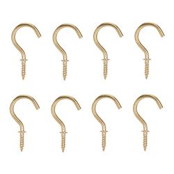ProSource PH-122314-PS Cup Hook, 1/8 in Thread, 33 mm L, Brass, Brass Plated 