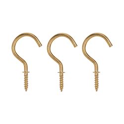ProSource PH-122315-PS Cup Hook, 5/32 in Thread, 46 mm L, Brass, Brass Plated 