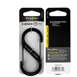 Nite Ize S-Biner Series SB4-03-01 Dual Carabiner, #4 Dia Ring, Stainless Steel, Black 