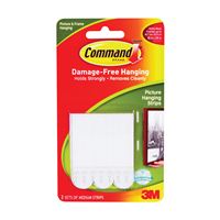 Command 17201 Picture Hanging Strip, 3/64 in Thick, Paper Backing, White, 3 lb 