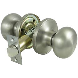 ProSource TFX230V-PS Passage Knob, Metal, Satin Nickel, 2-3/8 to 2-3/4 in Backset, 1-3/8 to 1-3/4 in Thick Door 