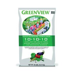 GreenView 21-301925 Plant Fertilizer, 40 lb Bag, Granular, 10-10-10 N-P-K Ratio 