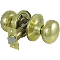ProSource TF730V-PS Passage Door Lockset, Knob Handle, Metal, Polished Brass, 2-3/8 to 2-3/4 in Backset 