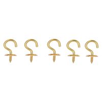 ProSource LR-382-PS Cup Hook, 9/32 in Opening, 2.5 mm Thread, 15/16 in L, Brass, Brass 