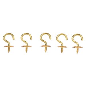 ProSource LR-382-PS Cup Hook, 9/32 in Opening, 2.5 mm Thread, 15/16 in L, Brass, Brass