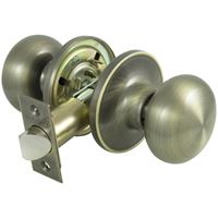ProSource TF830V-PS Passage Door Lockset, Knob Handle, Metal, Antique Brass, 2-3/8 to 2-3/4 in Backset 