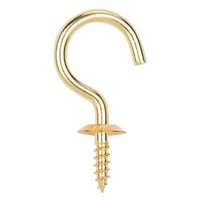 ProSource LR-392-PS Cup Hook, 15/32 in Opening, 3.5 mm Thread, 1-1/2 in L, Brass, Brass