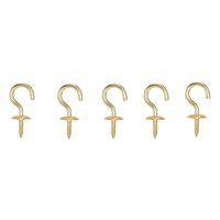 ProSource Cup Hook, 11/32 in Opening, 3.2 mm Thread, 1-1/4 in L, Brass, Brass 