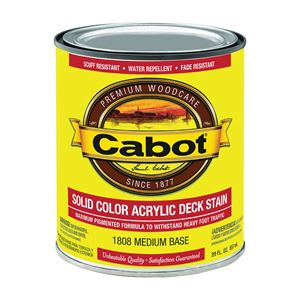 Cabot 140.0001808.007 Decking Stain, Low-Lustre, Medium Base, Liquid, 1 gal 4 Pack