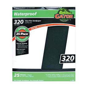 Gator 3282 Sanding Sheet, 11 in L, 9 in W, 320 Grit, Silicone Carbide Abrasive 25 Pack