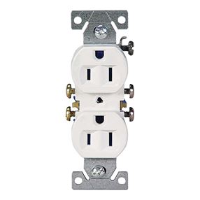 Eaton Wiring Devices 270W Duplex Receptacle, 2 -Pole, 15 A, 125 V, Push-in, Side Wiring, NEMA: 5-15R, White