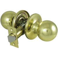ProSource T3730V-PS Passage Door Lockset, Knob Handle, Metal, Polished Brass, 2-3/8 to 2-3/4 in Backset 