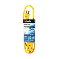 CCI 0863 Extension Cord, 14 AWG Cable, 25 ft L, 15 A, 125 V, Yellow 