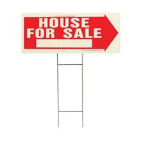 HY-KO RS-801 Lawn Sign, House For Sale, White Legend, Plastic, 24 in W x 9-1/2 in H Dimensions 5 Pack 