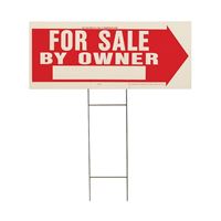 HY-KO RS-802 Lawn Sign, For Sale By Owner, White Legend, Plastic, 24 in W x 9-1/2 in H Dimensions 5 Pack 