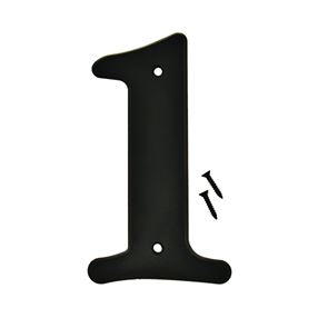Hy-Ko 30200 Series 30201 House Number, Character: 1, 6 in H Character, Black Character, Plastic, Pack of 5