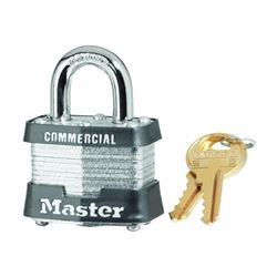 Master Lock 3KA 0895 Padlock, Keyed Alike Key, Open Shackle, 9/32 in Dia Shackle, 3/4 in H Shackle, Steel Shackle 