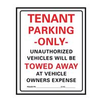 Hy-Ko 701 Parking Sign, Rectangular, Black/Red Legend, White Background, Plastic, 15 in W x 19 in H Dimensions 