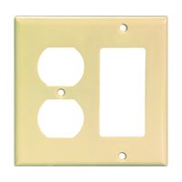Eaton Wiring Devices 2157V-BOX Combination Wallplate, 4-1/2 in L, 4-9/16 in W, 2 -Gang, Thermoset, Ivory 10 Pack 