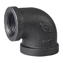 Prosource 2B-1X3/4B Reducing Pipe Elbow, 1 x 3/4 in, FIP, 90 deg Angle, Malleable Iron, SCH 40 Schedule 