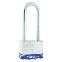 Master Lock 1DLJ Padlock, Keyed Different Key, 5/16 in Dia Shackle, 2-1/2 in H Shackle, Steel Shackle, Steel Body 