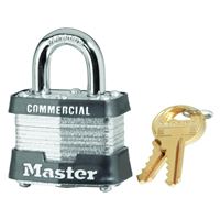 Master Lock 3KA 3447 Padlock, Keyed Alike Key, Open Shackle, 9/32 in Dia Shackle, 3/4 in H Shackle, Steel Shackle 
