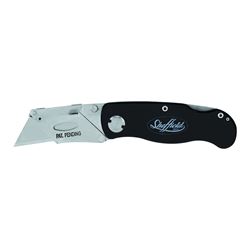 Sheffield 12613 Utility Knife, 2-1/2 in L Blade, Stainless Steel Blade, Curved Handle, Black Handle 