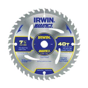 Irwin Marathon 14031 Circular Saw Blade, 7-1/4 in Dia, 5/8 in Arbor, 40-Teeth, Carbide Cutting Edge