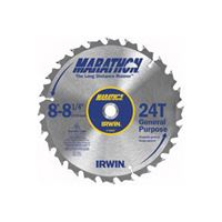 Irwin Marathon 14050ZR Table Saw Blade, 8-1/4 in Dia, 5/8 in Arbor, 24-Teeth, Carbide Cutting Edge 