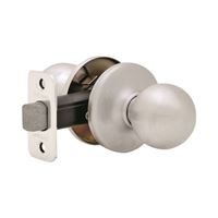 Kwikset 200P26DCPRCLRCS Hall and Closet Knob, Knob Handle, Satin Chrome, 1-3/8 to 1-3/4 in Thick Door, 2-1/4 in Strike 