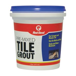 Red Devil 0428 Tile Grout, Paste, Ammonia, Mild Acrylic, White, 1 pt Tub
