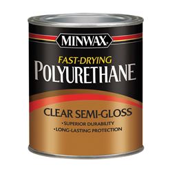 Minwax 63005444 Polyurethane Paint, Semi-Gloss, Liquid, Clear, 1 qt, Can 