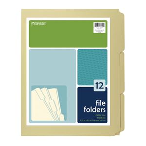 Top Flight 4611415 File Folder, 12 x 9-1/2 in Sheet, 12 Sheet, Plain Tab, Pack of 6