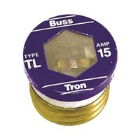 Bussmann BP/TL-15 Plug Fuse, 15 A, 125 V, 10 kA Interrupt, Plastic Body, Time Delay Fuse 