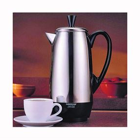 Farberware FCP412 Electric Percolator, 2 to 12 Cup, 1 W, Stainless Steel, Knob Control