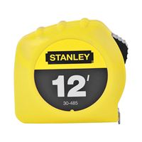 Stanley 30-485 Measuring Tape, 12 ft L Blade, 1/2 in W Blade, Steel Blade, ABS Case, Yellow Case 