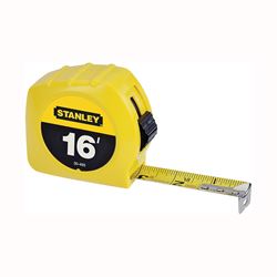 Stanley 30-495 Measuring Tape, 16 ft L Blade, 3/4 in W Blade, Steel Blade, ABS Case, Yellow Case 