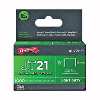 Arrow JT21 Series 276 Staple, 7/16 in W Crown, 3/8 in L Leg 5 Pack 