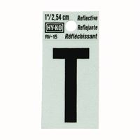 HY-KO RV-15/T Reflective Letter, Character: T, 1 in H Character, Black Character, Silver Background, Vinyl 10 Pack 