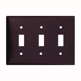 Eaton Wiring Devices 2141B-BOX Wallplate, 4-1/2 in L, 6.37 in W, 3 -Gang, Thermoset, Brown, High-Gloss
