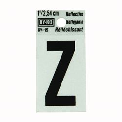 HY-KO RV-15/Z Reflective Letter, Character: Z, 1 in H Character, Black Character, Silver Background, Vinyl 10 Pack 