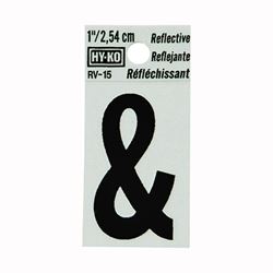 HY-KO RV-15/& Reflective Sign, Character: &, 1 in H Character, Black Character, Silver Background, Vinyl 10 Pack 