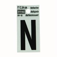 HY-KO RV-15/N Reflective Letter, Character: N, 1 in H Character, Black Character, Silver Background, Vinyl 10 Pack 