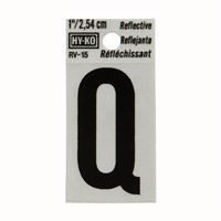 HY-KO RV-15/Q Reflective Letter, Character: Q, 1 in H Character, Black Character, Silver Background, Vinyl 10 Pack 