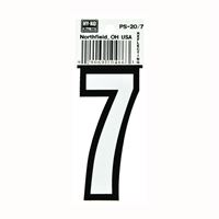 HY-KO PS-20/7 Reflective Sign, Character: 7, 3-1/4 in H Character, Black/White Character, Vinyl 10 Pack 