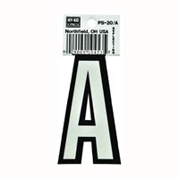 HY-KO PS-20/A Reflective Letter, Character: A, 3-1/4 in H Character, Black/White Character, Vinyl 10 Pack 