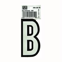 HY-KO PS-20/B Reflective Letter, Character: B, 3-1/4 in H Character, Black/White Character, Vinyl 10 Pack 