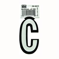 HY-KO PS-20/C Reflective Letter, Character: C, 3-1/4 in H Character, Black/White Character, Vinyl 10 Pack 